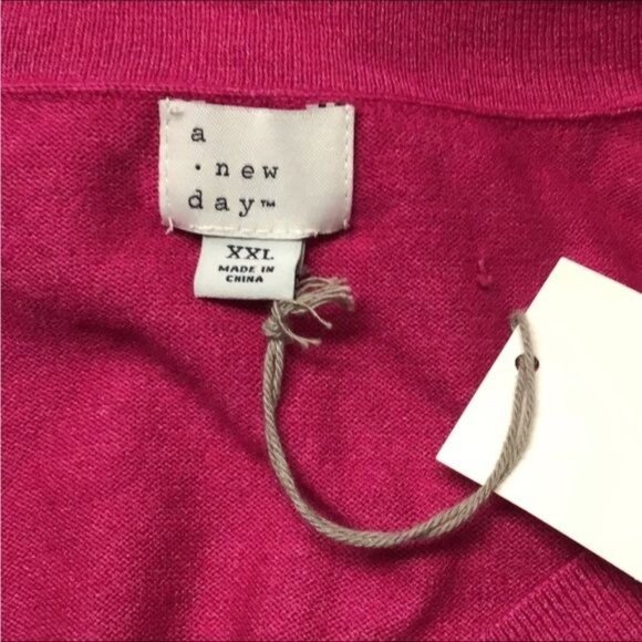 A New Day Women’s V Neck Lightweight Knit Pullover Sweater, Pink, size XXL #2 - Picture 5 of 8